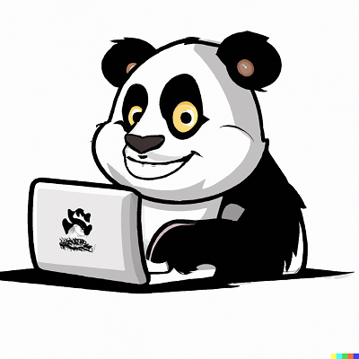 panda on laptop